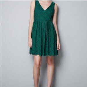 Zara Teal Lace V-Neck Mini Dress